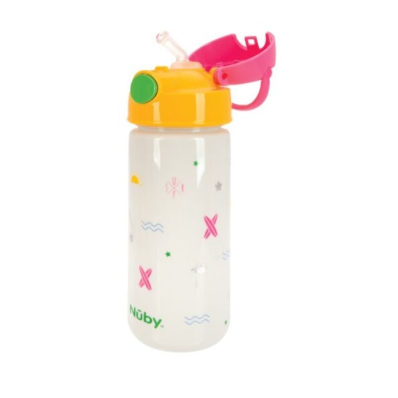 NUBY - Vaso Pitillo 18 Oz Blanco Tapa Rosada - Nuby - 10728-BR