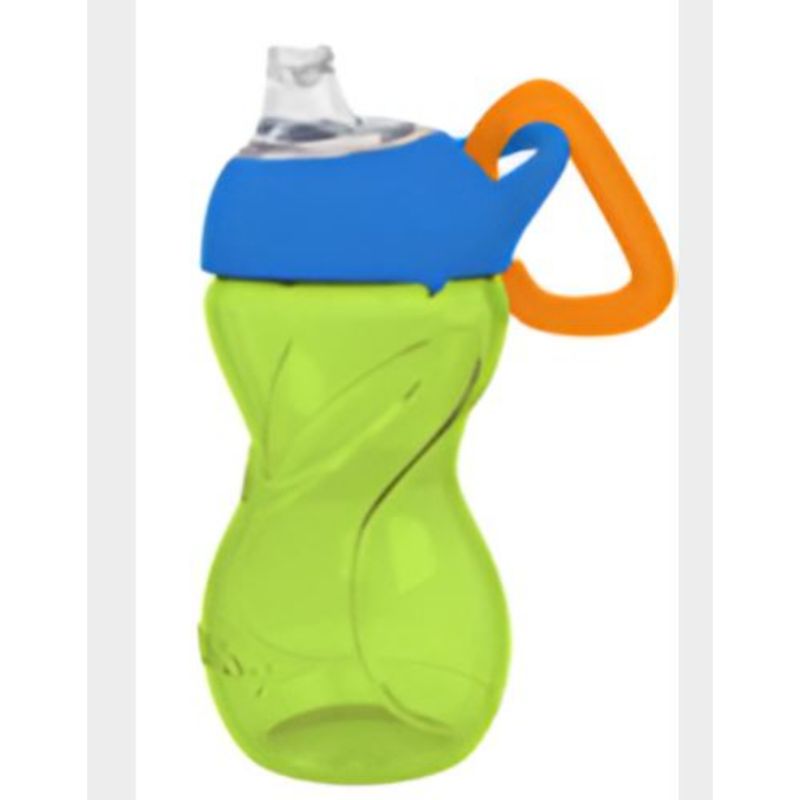 NUBY - Vaso Pitillo 10 Oz Con Boquilla De Silicona Colores Verde