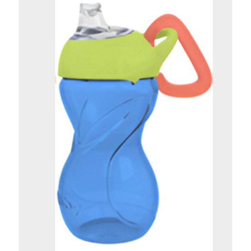 NUBY - Vaso Pitillo 10 Oz Con Boquilla De Silicona Colores Azul