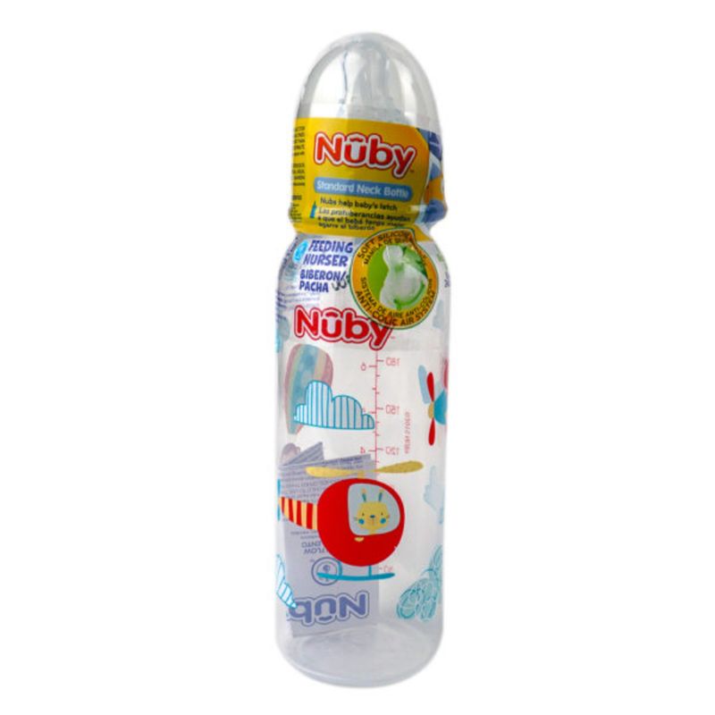 NUBY - Botella Redonda Cohete 240Ml Con Tetina De Silicona