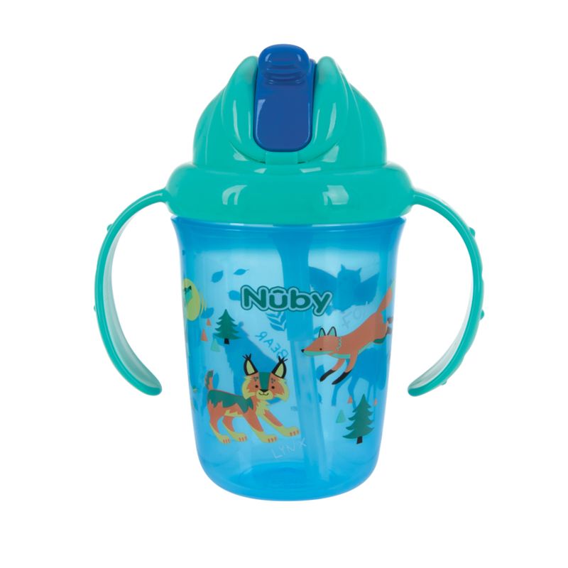 NUBY - Vaso Pitillo Bosque Con Doble Agarradera 8 Oz