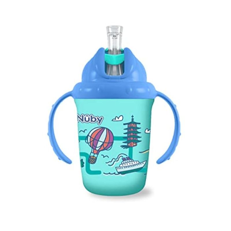 NUBY - Vaso Pitillo Globo Aerostatico Con Doble Agarradera 8 Oz