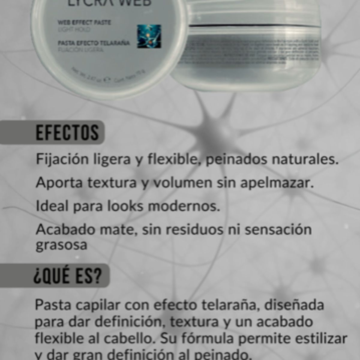 NEURONE COSMETICA - Neurone Cera Lycra Web 70g - Efecto Telaraña y Acabado Flexible
