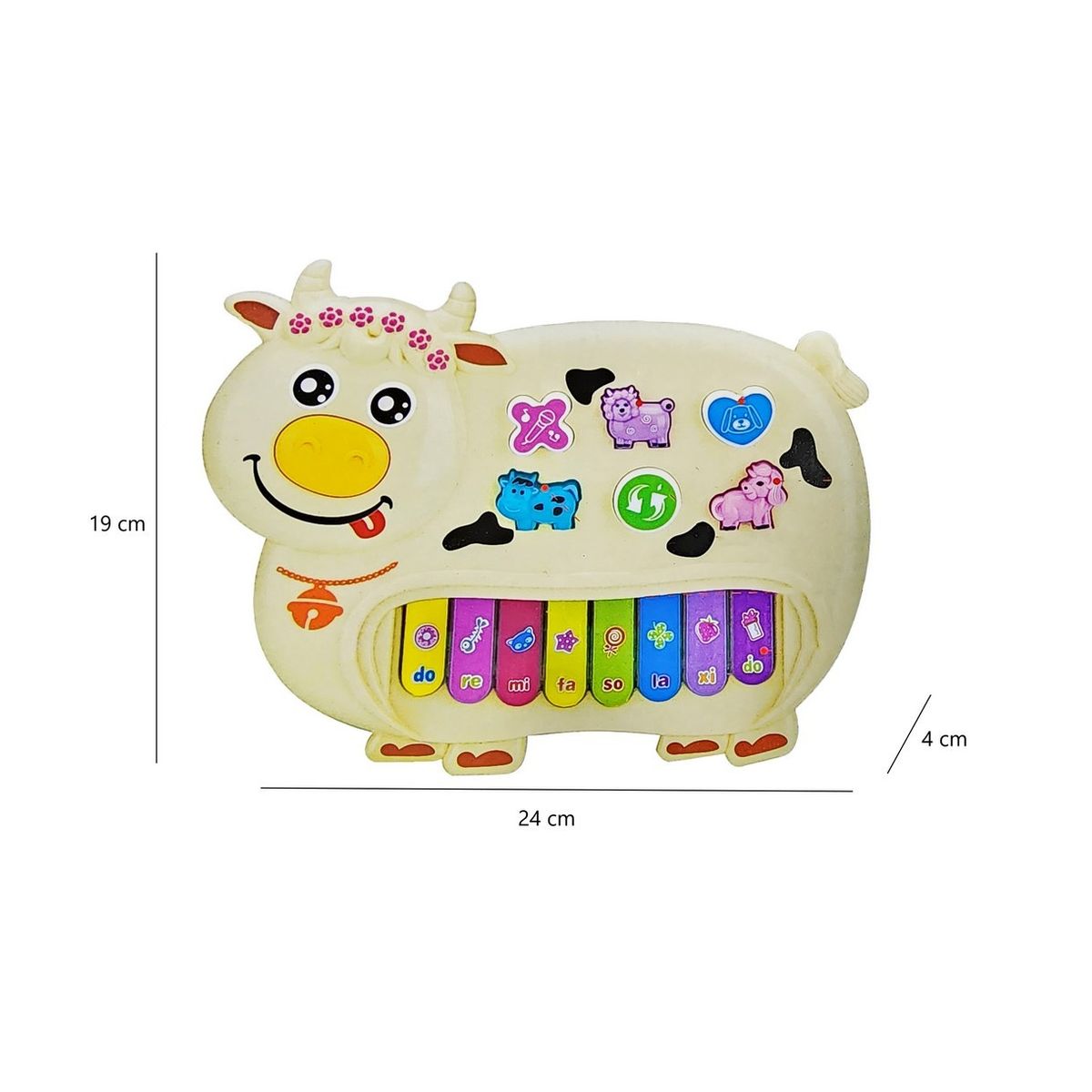 GENERICO - Piano Organeta Vaca Animales Musical Bebes Niño + Baterias