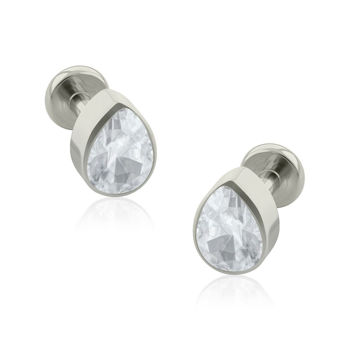 AGHA JEWELRY - Titanio Aretes Piercing Gota Belzel set Zirconia Cúbica para Lóbulo