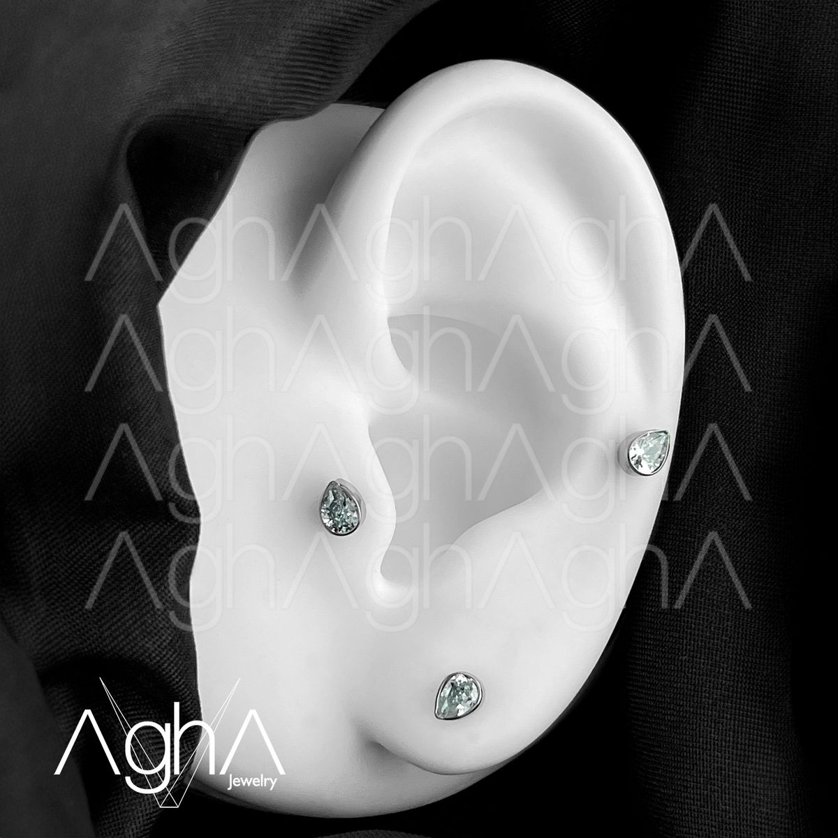 AGHA JEWELRY - Titanio Aretes Piercing Gota Belzel set Zirconia Cúbica para Lóbulo