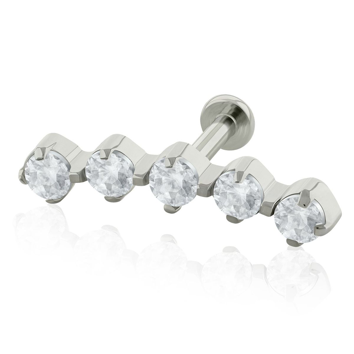 AGHA JEWELRY - Titanio Arete piercing Creciente Cristales Zirconia Cúbica para Lóbulo
