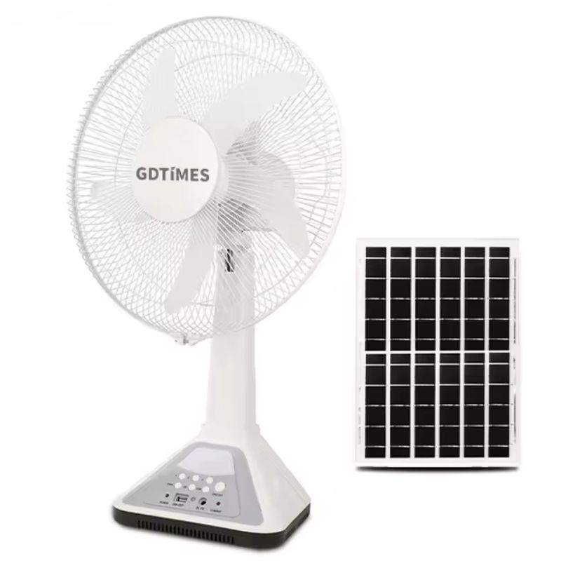 GENERICO - Ventilador Recargable Silencioso Panel Solar Luz Led Gd-314