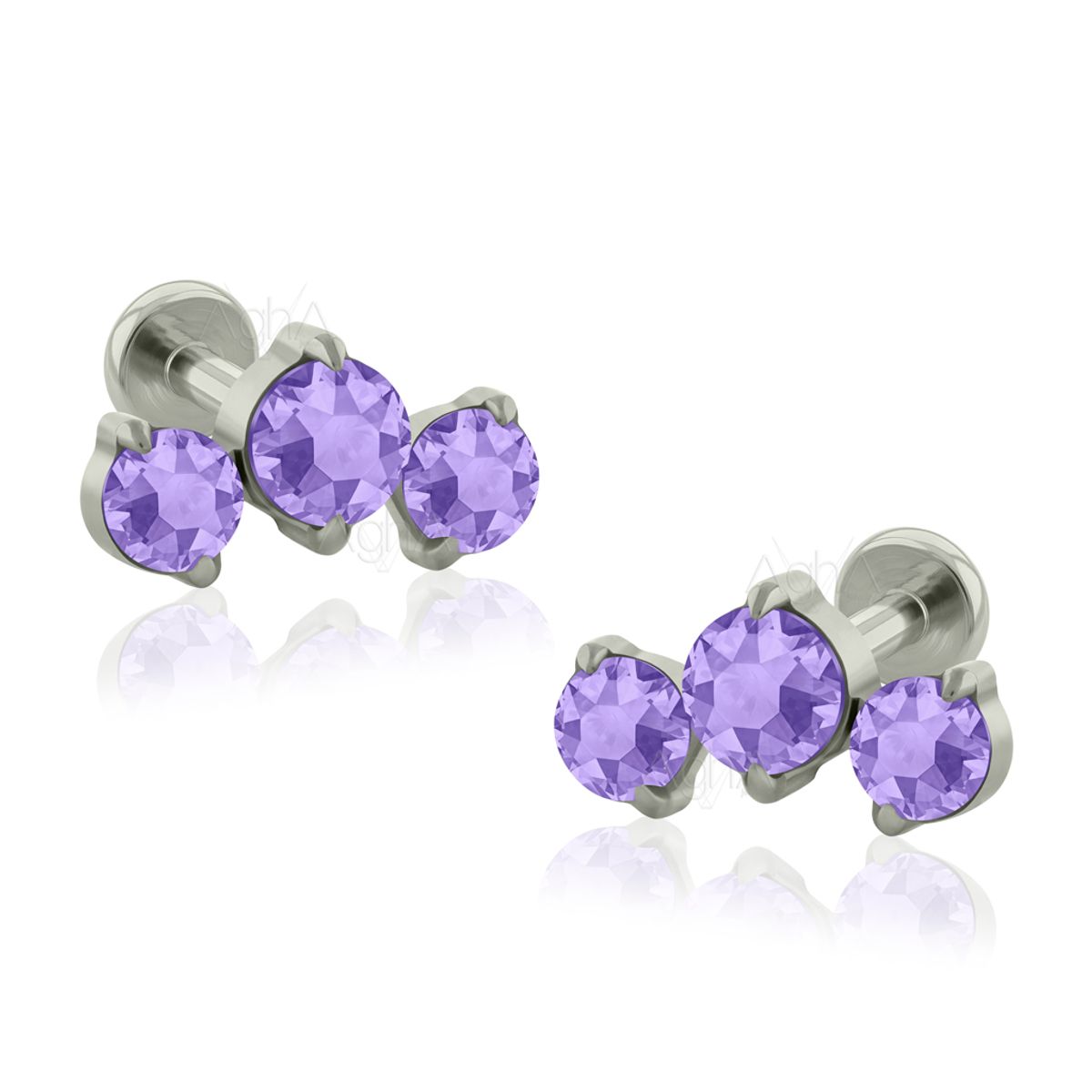 AGHA JEWELRY - Titanio Aretes Piercing Triple Curvo Cristal Zirconia Cúbica para Lóbulo
