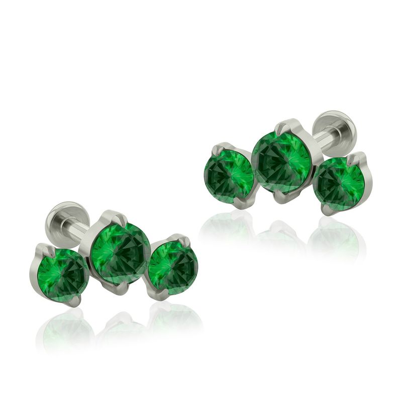 AGHA JEWELRY - Titanio Aretes Piercing Triple Curvo Cristal Zirconia Cúbica para Lóbulo