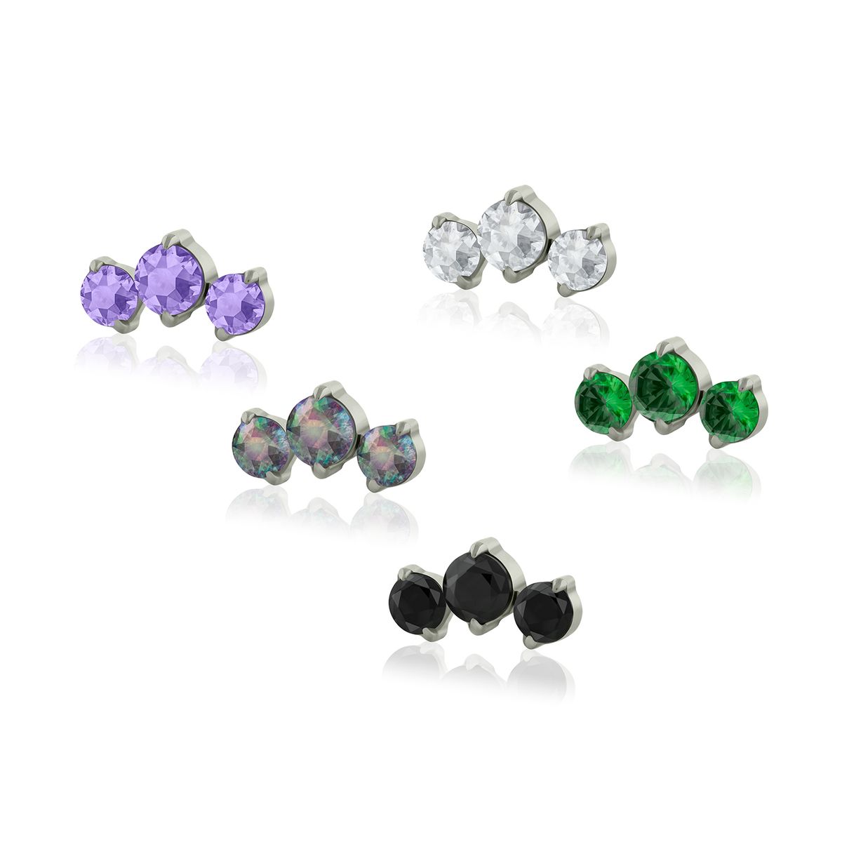 AGHA JEWELRY - Titanio Aretes Piercing Triple Curvo Cristal Zirconia Cúbica para Lóbulo