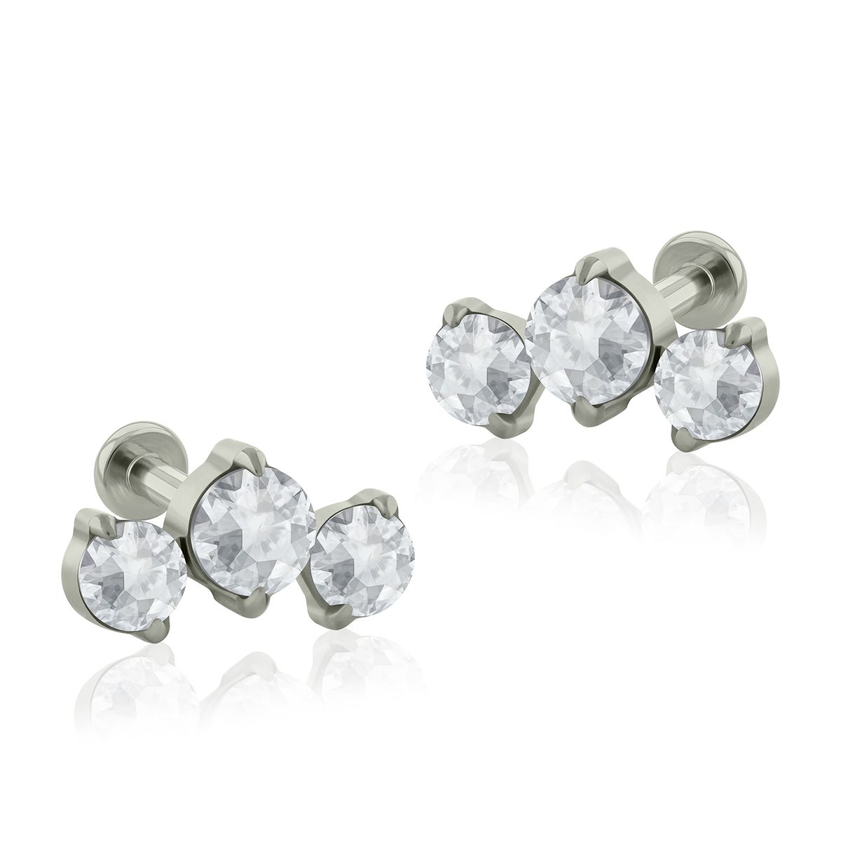 AGHA JEWELRY - Titanio Aretes Piercing Triple Curvo Cristal Zirconia Cúbica para Lóbulo