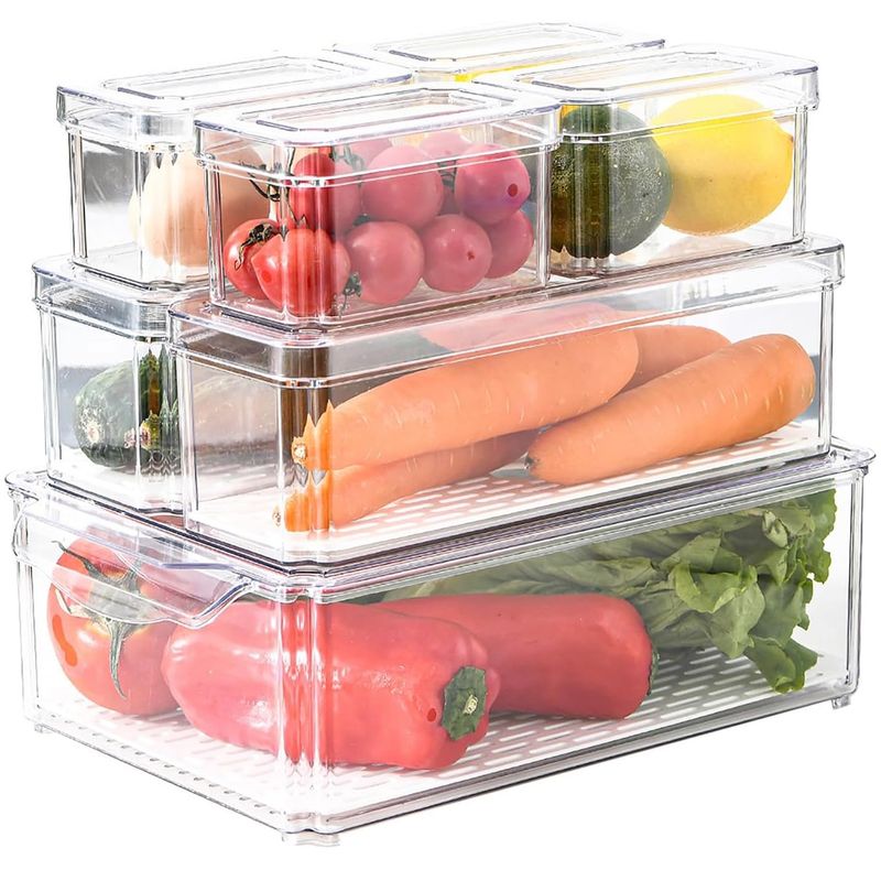 ONE PIXEL - Organizador Refrigerador Cocina Set 7 Contenedores Con Tapa One Pixel