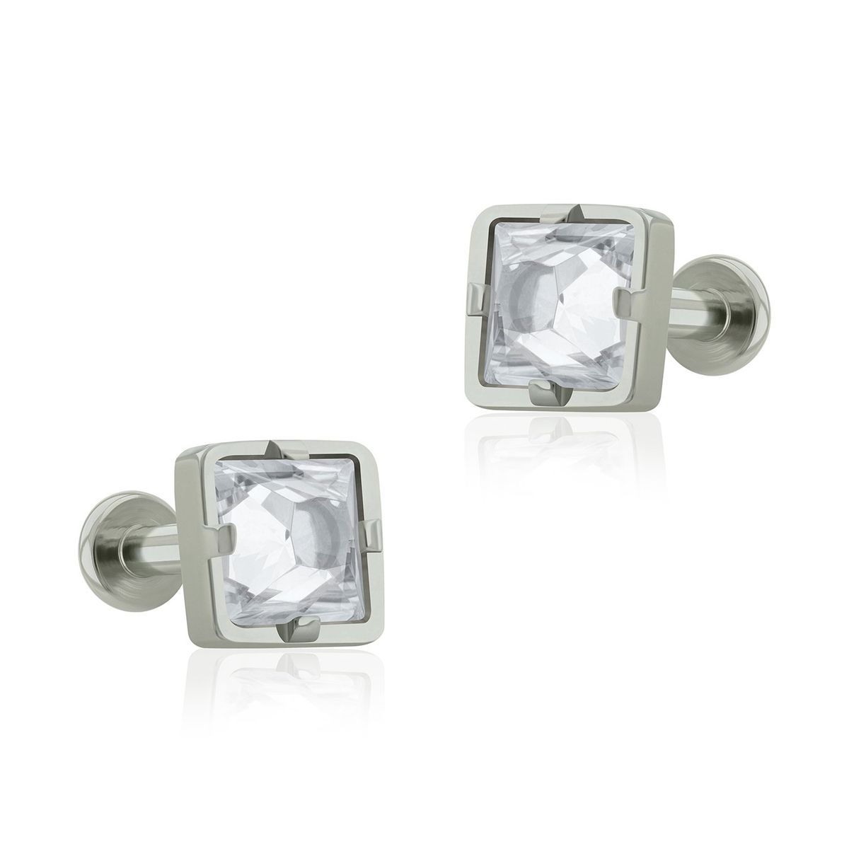 AGHA JEWELRY - Titanio Aretes Piercing Cuadrado Cristal Zirconia Cúbica para Lóbulo
