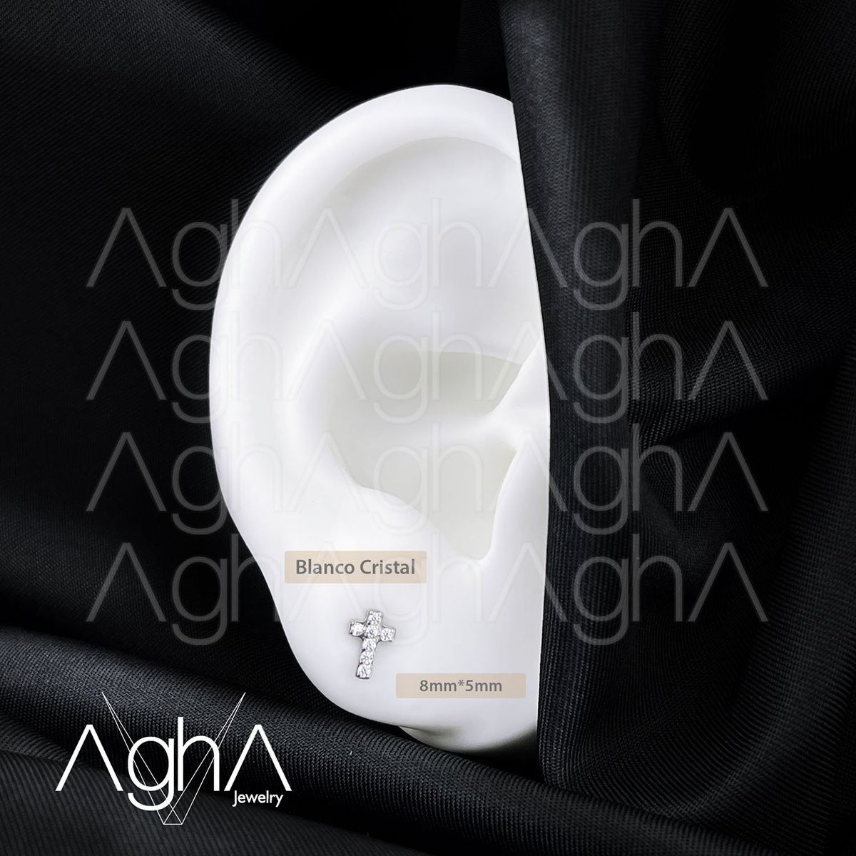 AGHA JEWELRY - Titanio Aretes Piercing Cruz Cristal Zirconia Cúbica para Lóbulo