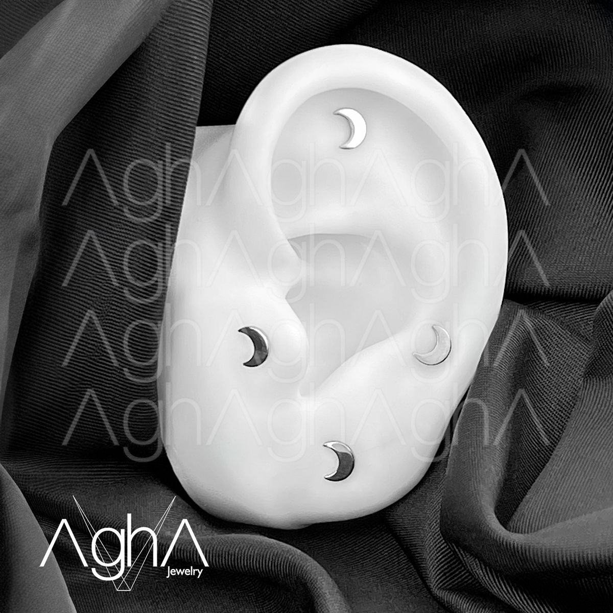 AGHA JEWELRY - Titanio Aretes piercing Luna Plana para lóbulo