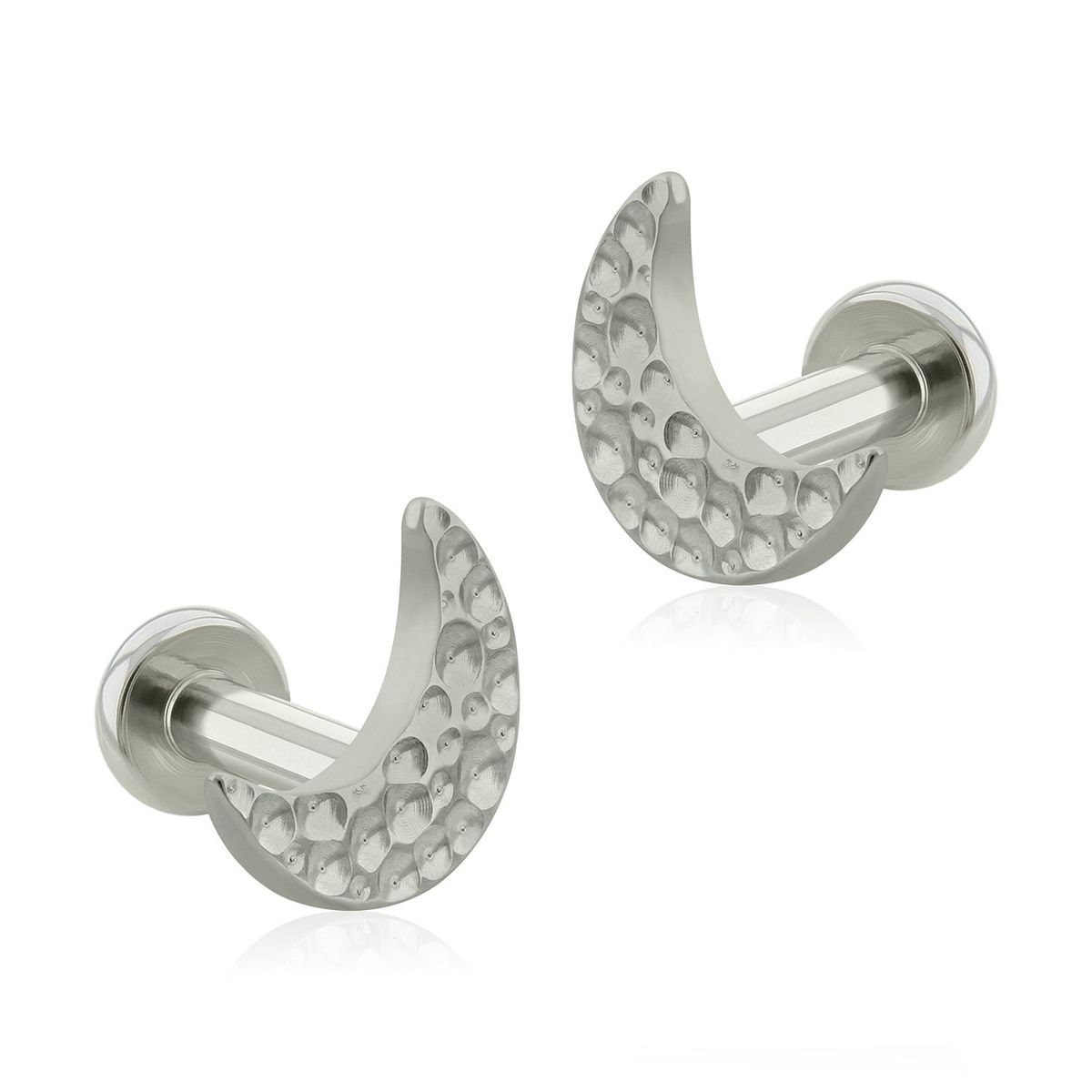 AGHA JEWELRY - Titanio Aretes piercing Luna Plana Hammered para lóbulo