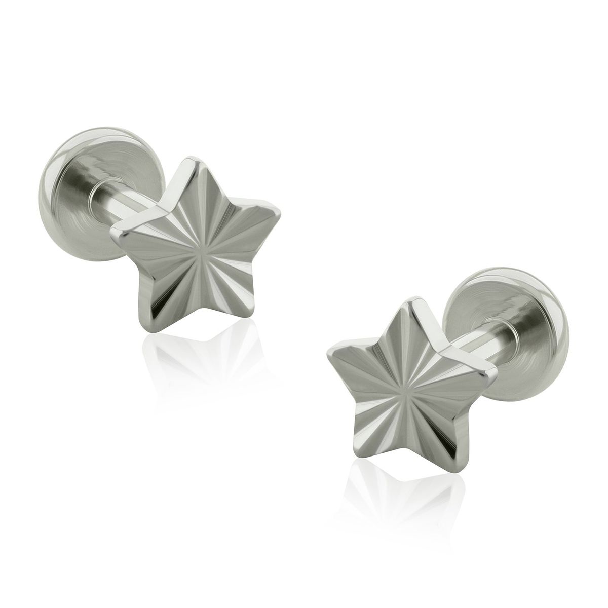 AGHA JEWELRY - Titanio Aretes piercing Estrella Plana Stripes para lóbulo