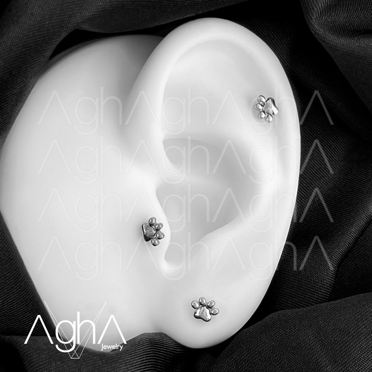 AGHA JEWELRY - Titanio Aretes piercing Huella de Perro para lóbulo