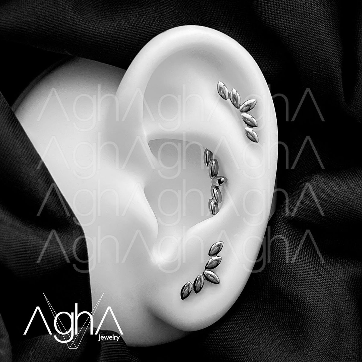 AGHA JEWELRY - Titanio Arete piercing Hojas de Olivo para lóbulo