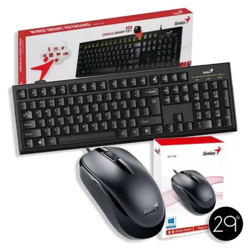 GENIUS - Kit Teclado Y Mouse Usb Genius Qwerty Español Color Negro