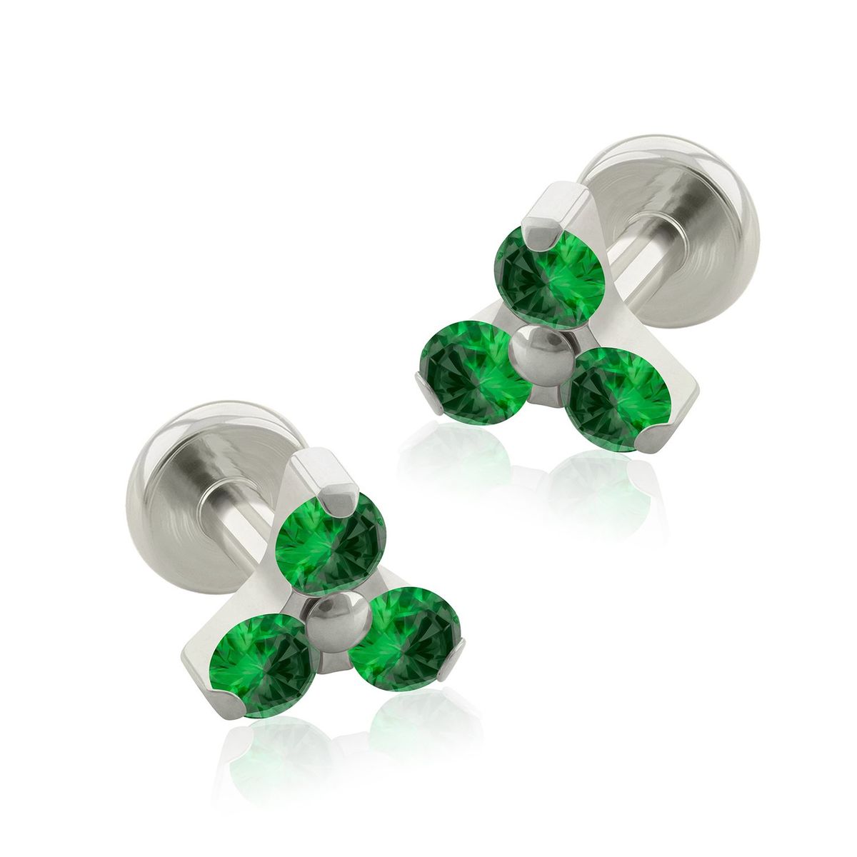 AGHA JEWELRY - Titanio Aretes Piercing Mini Trinity Cristal Zirconia Cúbica para Lóbulo