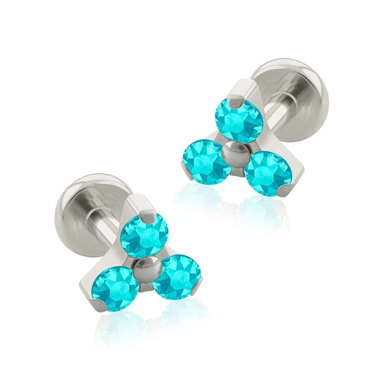 AGHA JEWELRY - Titanio Aretes Piercing Mini Trinity Cristal Zirconia Cúbica para Lóbulo