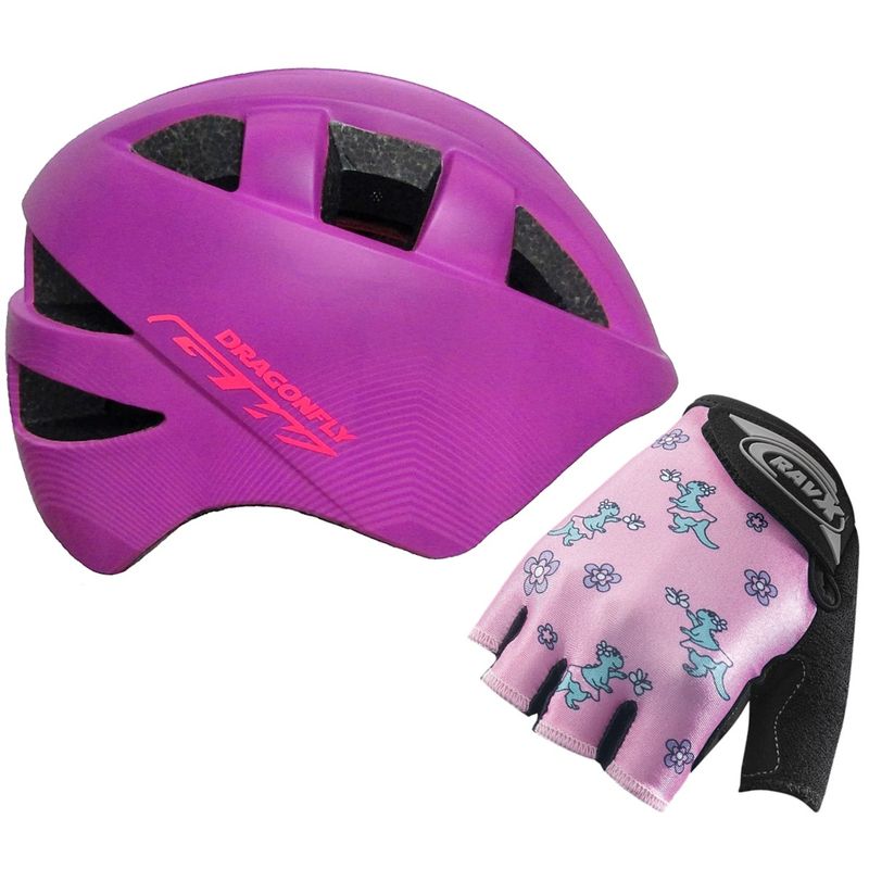 GW - Casco Gw Dragonfly Ajustable + Guante Niño Niña Bicicleta