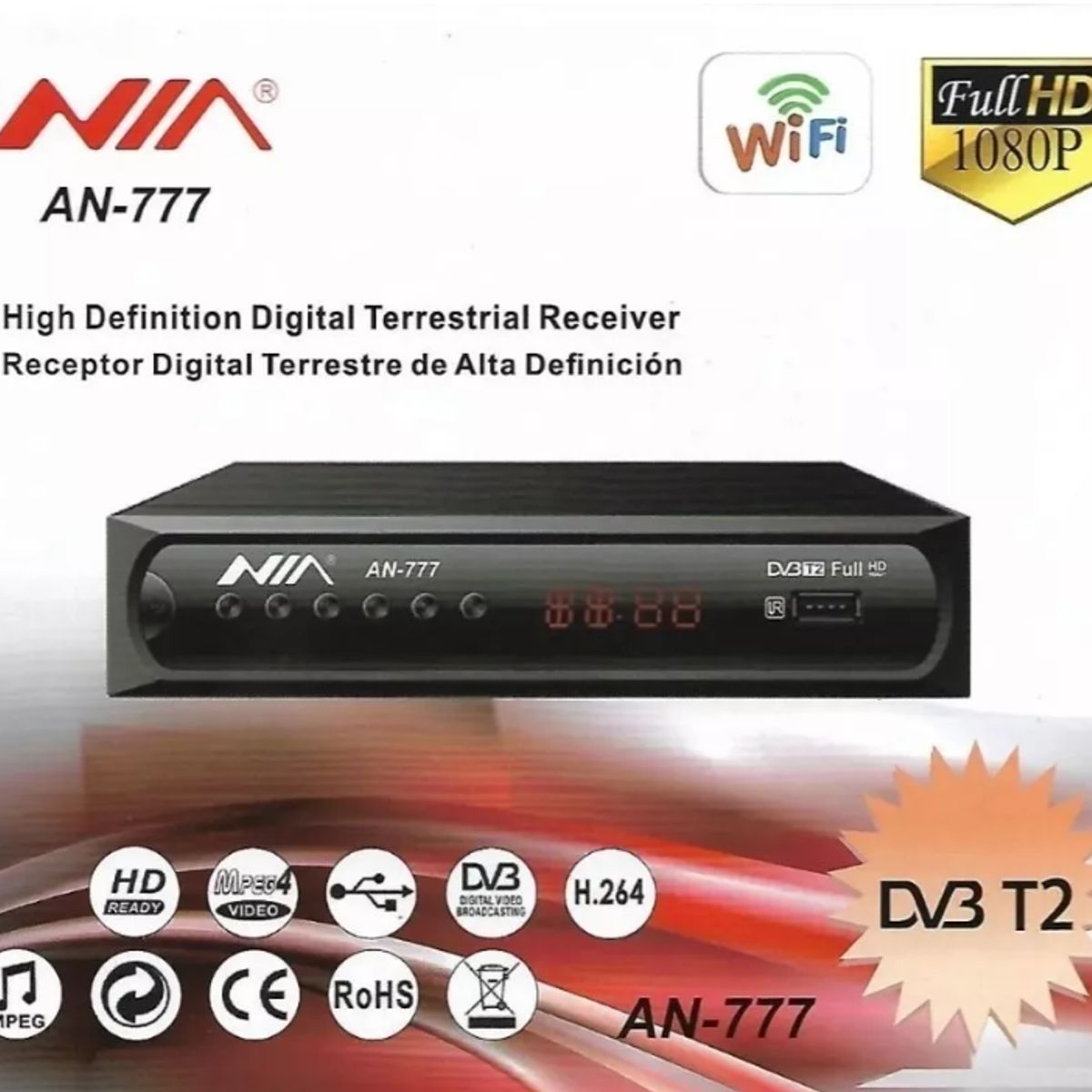 NIA - Tdt Decodificador Para Tv Receptor Televisor Codificador Color Negro