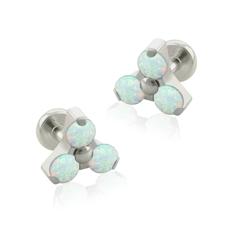 AGHA JEWELRY - Titanio Aretes Piercing Trinity Opal para Lóbulo