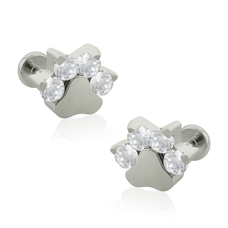 AGHA JEWELRY - Titanio Aretes Piercing Huella Cristal Zirconia Cúbica para Lóbulo