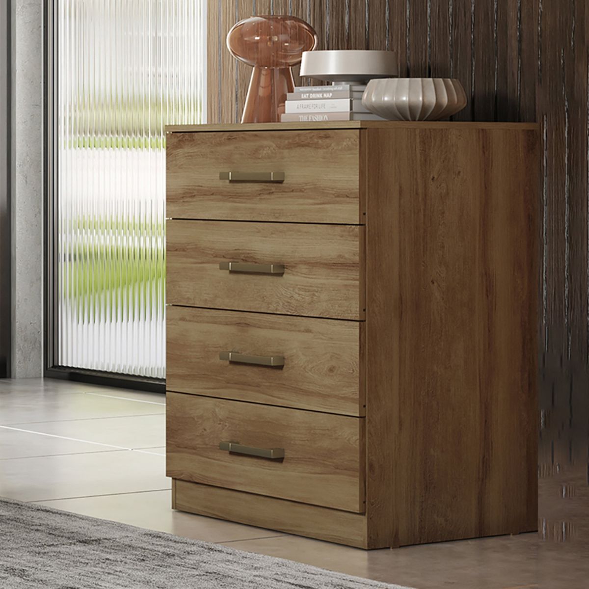 BERTOLINI - Cómoda cajonera De 60 cm en MDP Con 4 Cajones