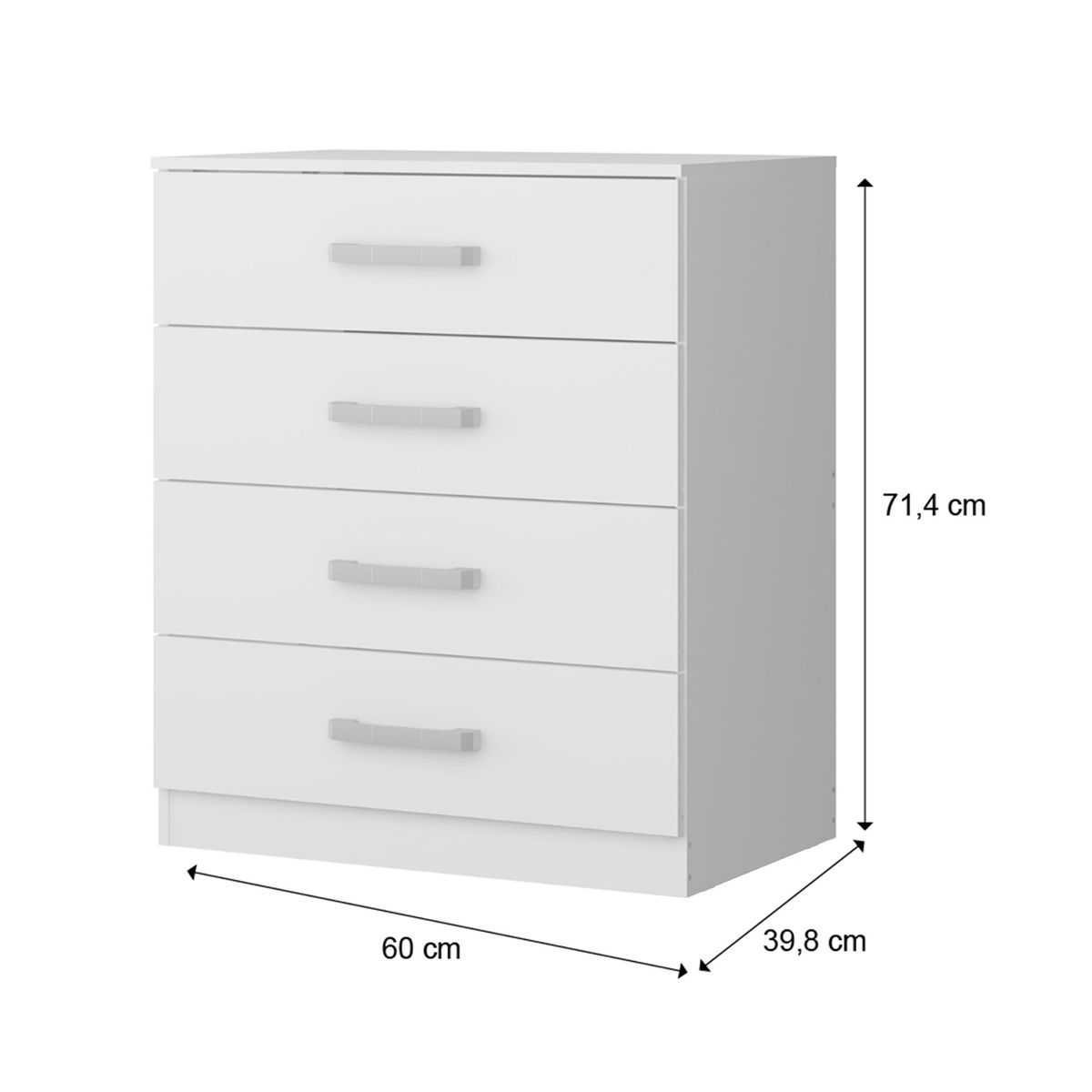 BERTOLINI - Cómoda cajonera De 60 cm en MDP Con 4 Cajones-