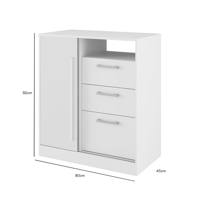 BERTOLINI - Cómoda cajonera De 80 cm en MDP 3 Cajones 1 puerta