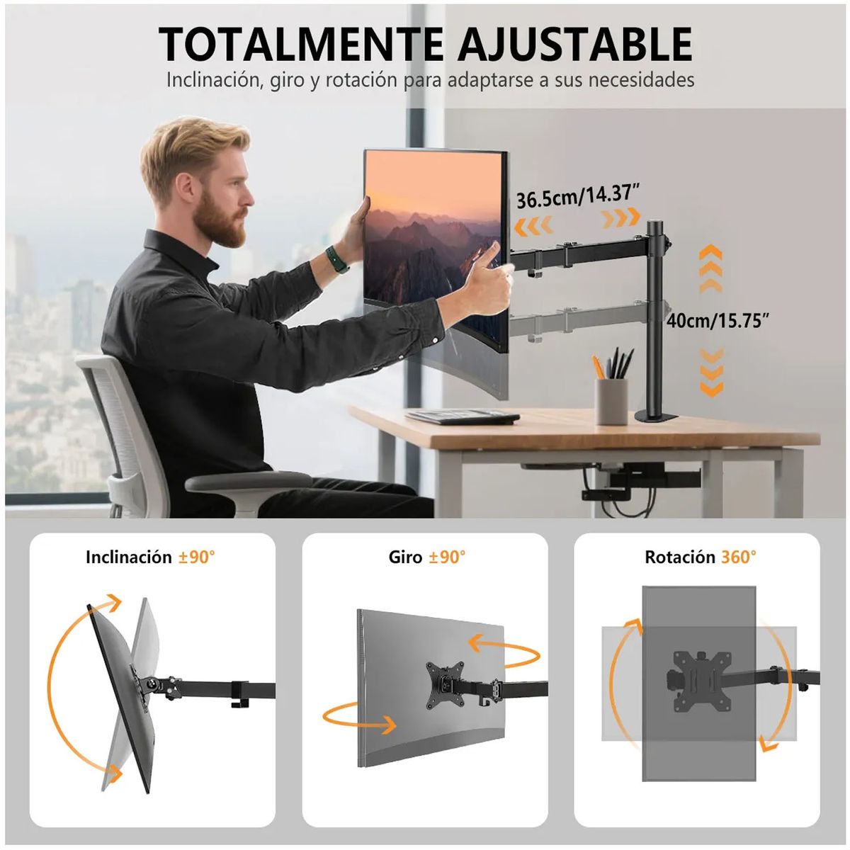 ONE PIXEL - Soporte Ergonomico De Escritorio Para Monitor 15 A 30 One Pixel