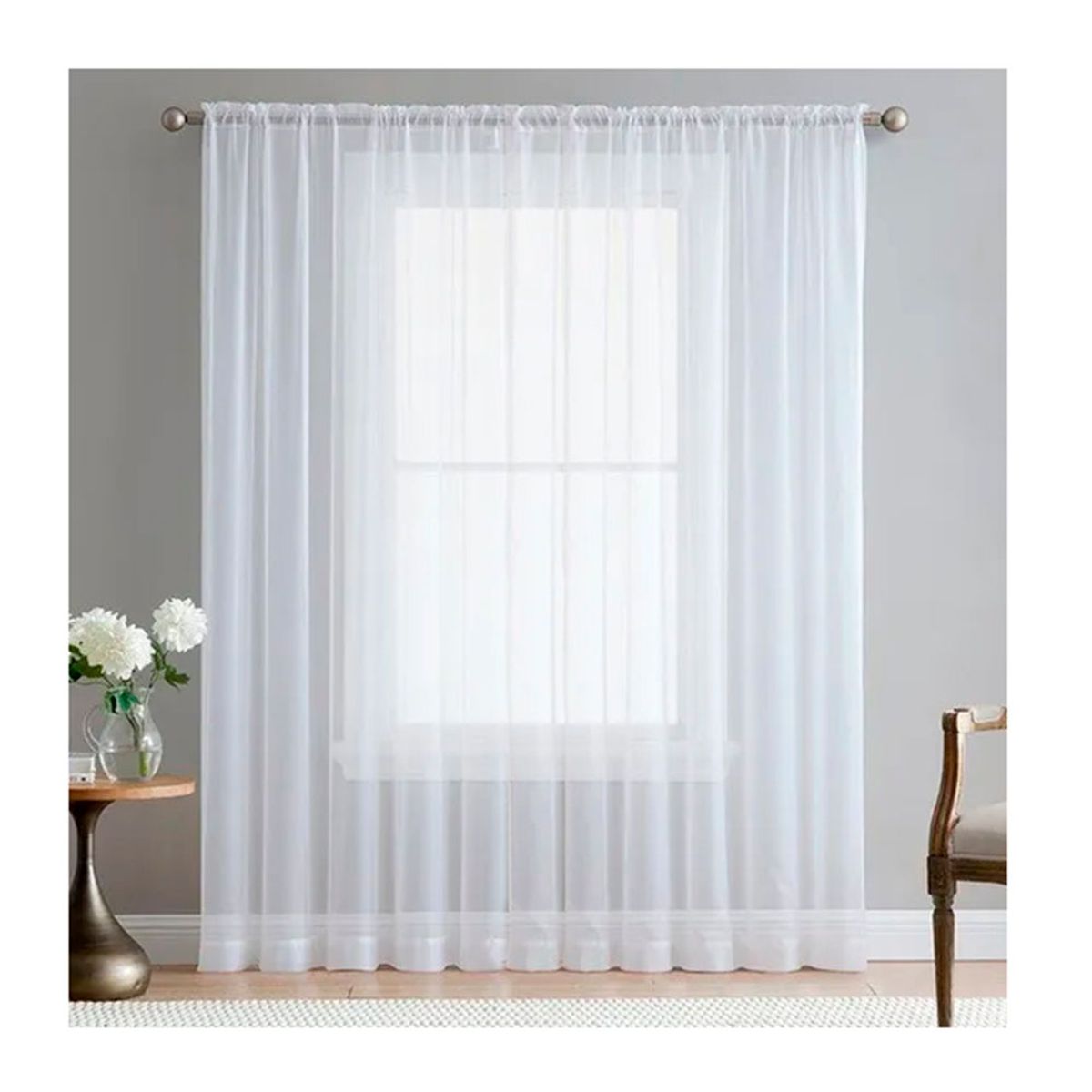 GENERICO - Cortina Blanca en Velo Muselina 4 mts x 2.10 mts Entero