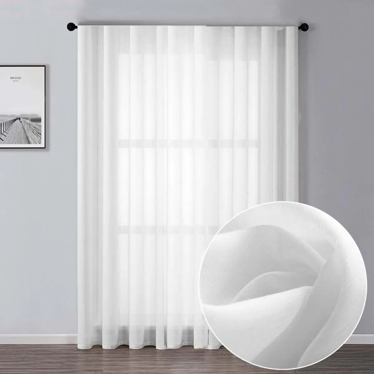 GENERICO - Cortina Blanca en Velo Muselina 4 mts x 2.10 mts Entero