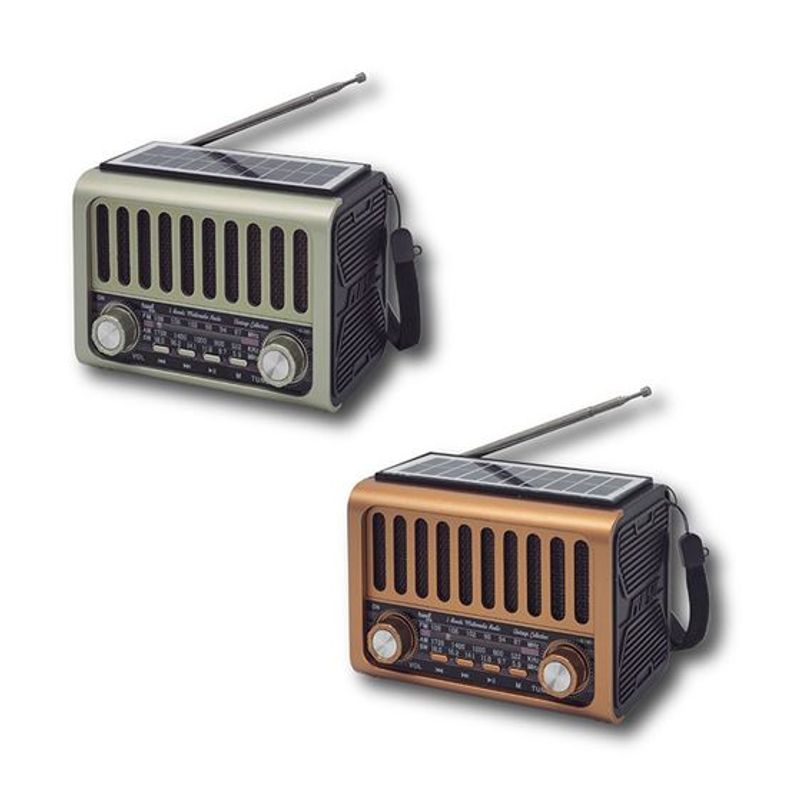 GENERICO - Radio Bluetooth AM  FM Con Panel Solar + Bateria