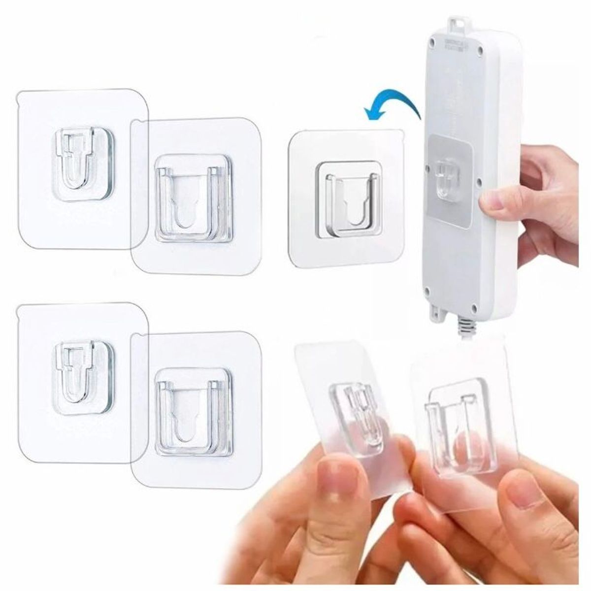 GENERICO - Ganchos adhesivos soporte colgador x 4 pares 8 uds