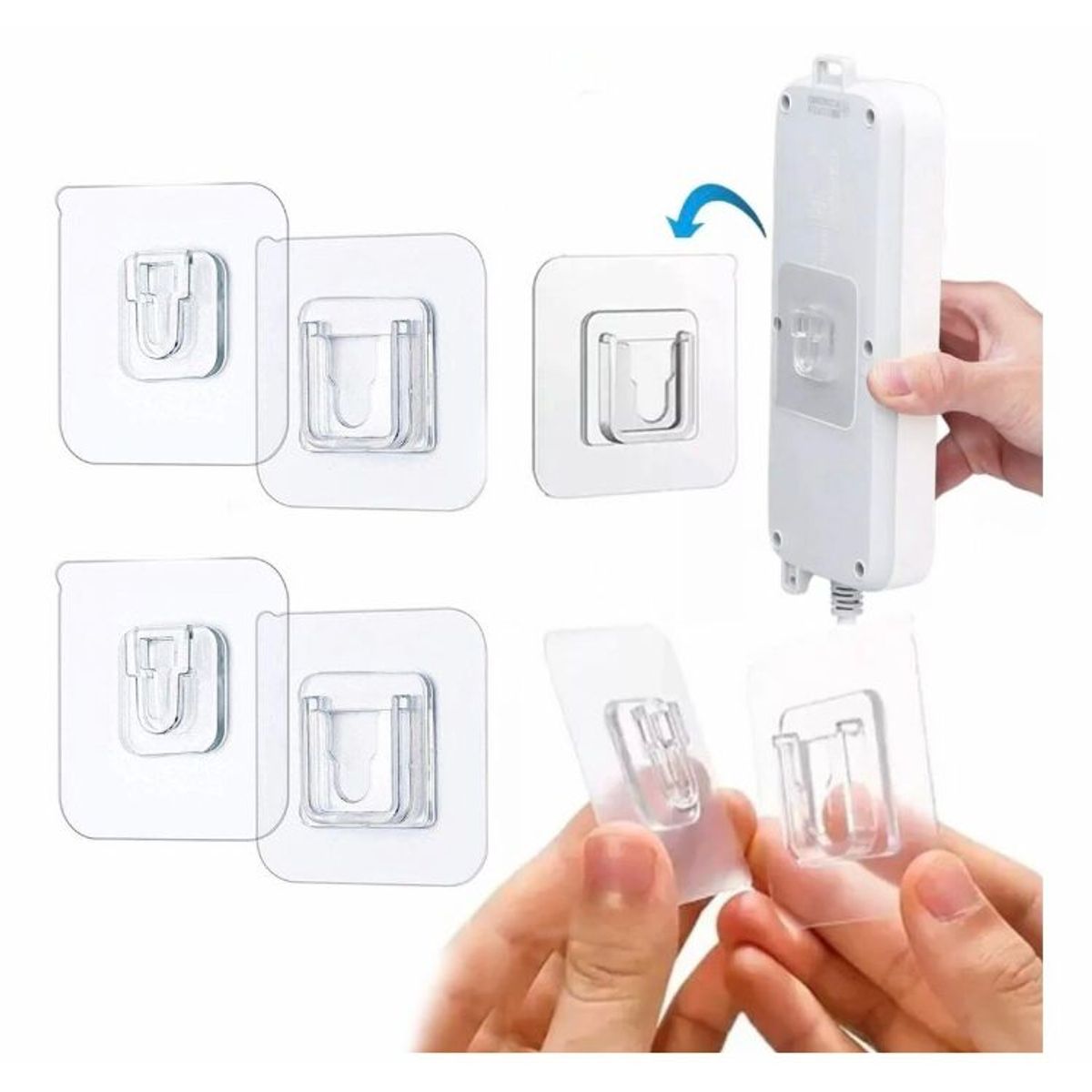 GENERICO - Ganchos adhesivos soporte colgador x 4 pares 8 uds