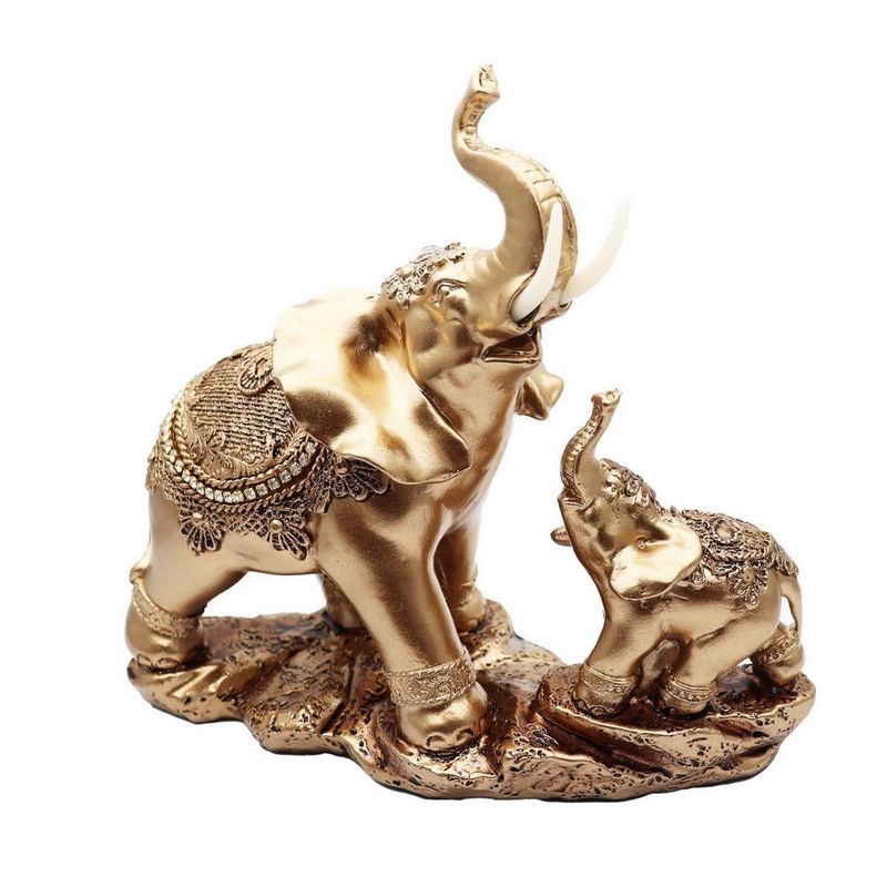 GENERICO - Elefante Dorado Duo Decoración Hogar Ganesha Prosperidad