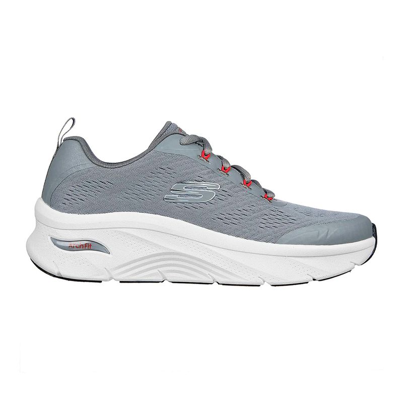 SKECHERS - TENIS SKECHERS GRIS PARA HOMBRE SK ARCH FIT D LUX SUMNER GRAY RED