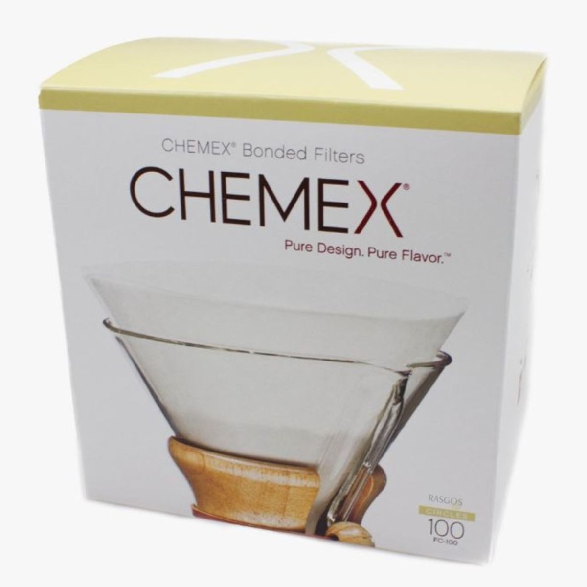 CHEMEX - Filtro Papel Blanco Cafetera Chemex Redondo 6-10 Tazas X100u