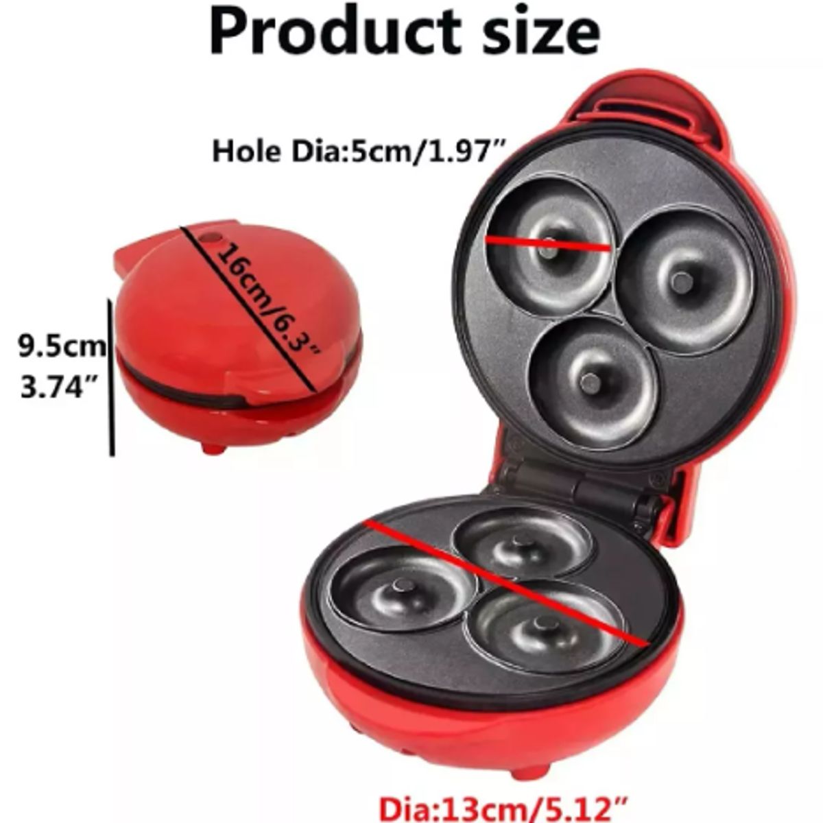 GENERICO - Mini Maquina Hacer Donas Donuts Antiadherente 3 Rosquillas