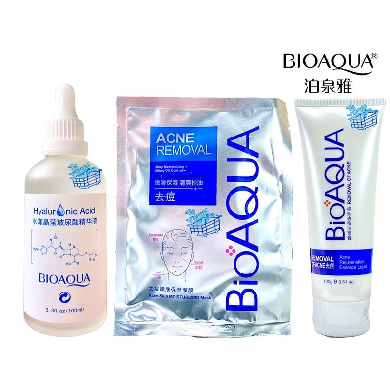 BIOAQUA - Kit x 3 anti acne y acido hialuronico Bioaqua