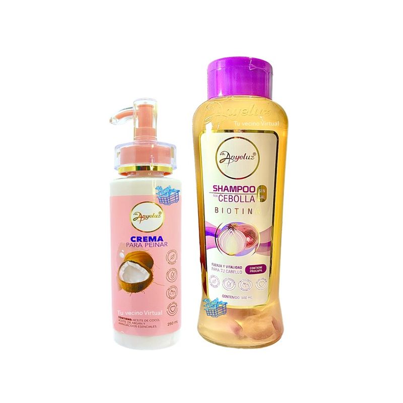 ANYELUZ - Shampoo de cebolla y Crema para peinar Anyeluz