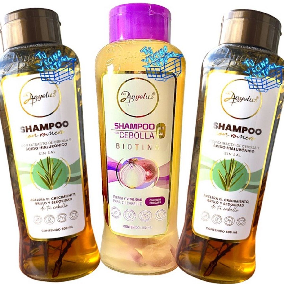 ANYELUZ - Shampoo de romero y cebolla x3 Anyeluz