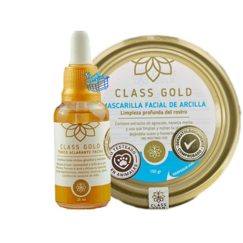 CLASS GOLD - Masacarilla Facial de arcila y tonico aclarante facila class gold