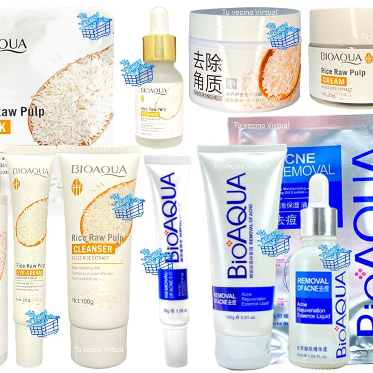BIOAQUA - Kit de arroz + kit anti acne Bioaqua