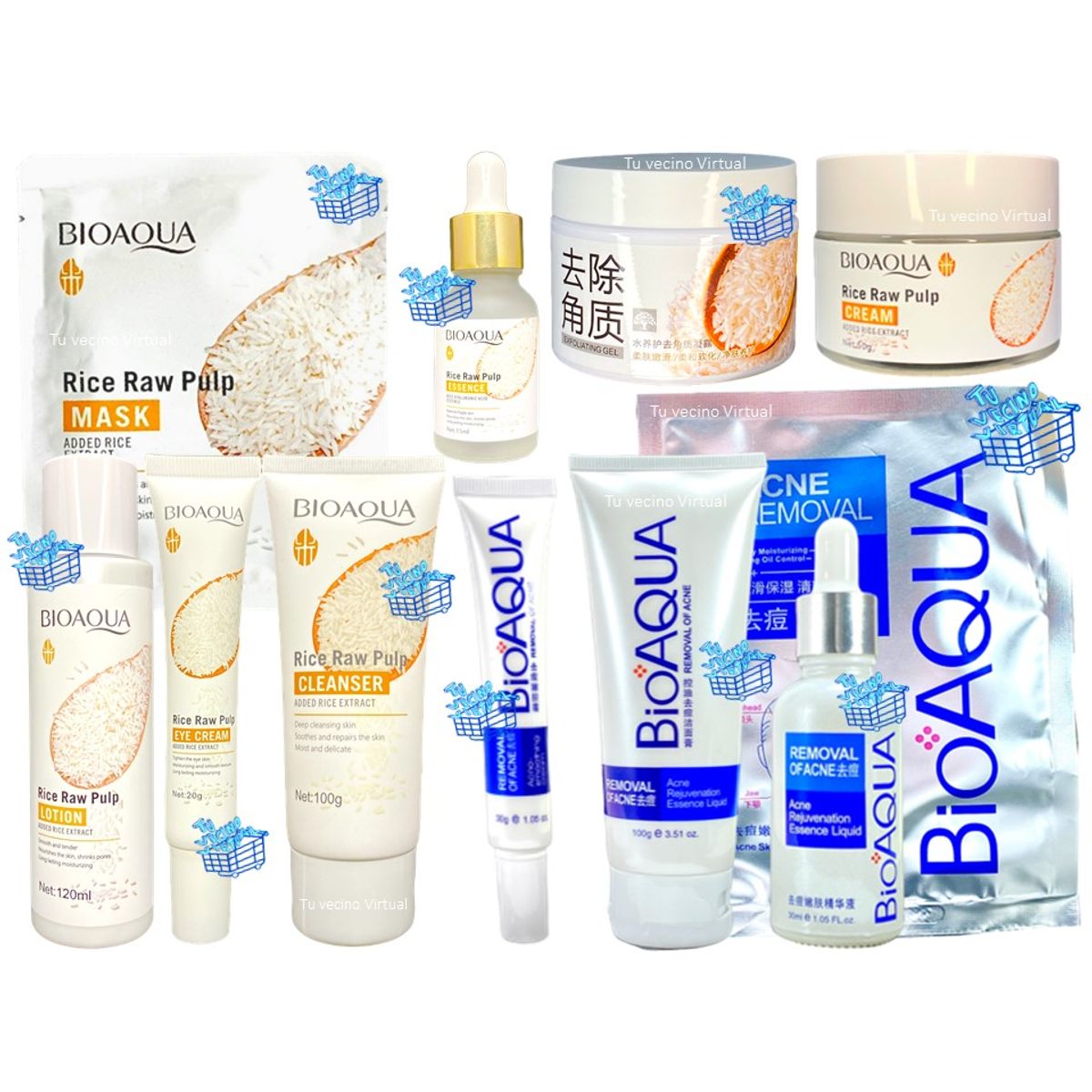 BIOAQUA - Kit de arroz + kit anti acne Bioaqua
